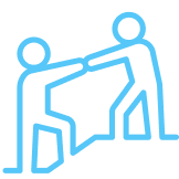 Two people helping each other icon